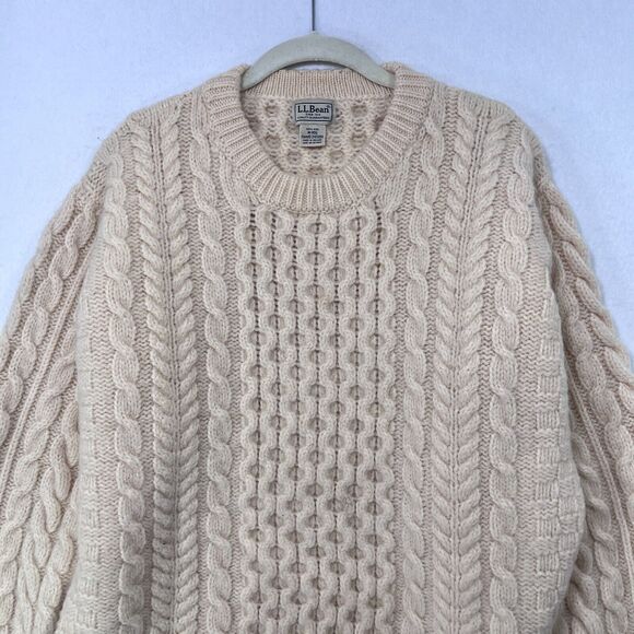 L.L. Bean Cream Cable Knit Sweater - Picture 4 of 11